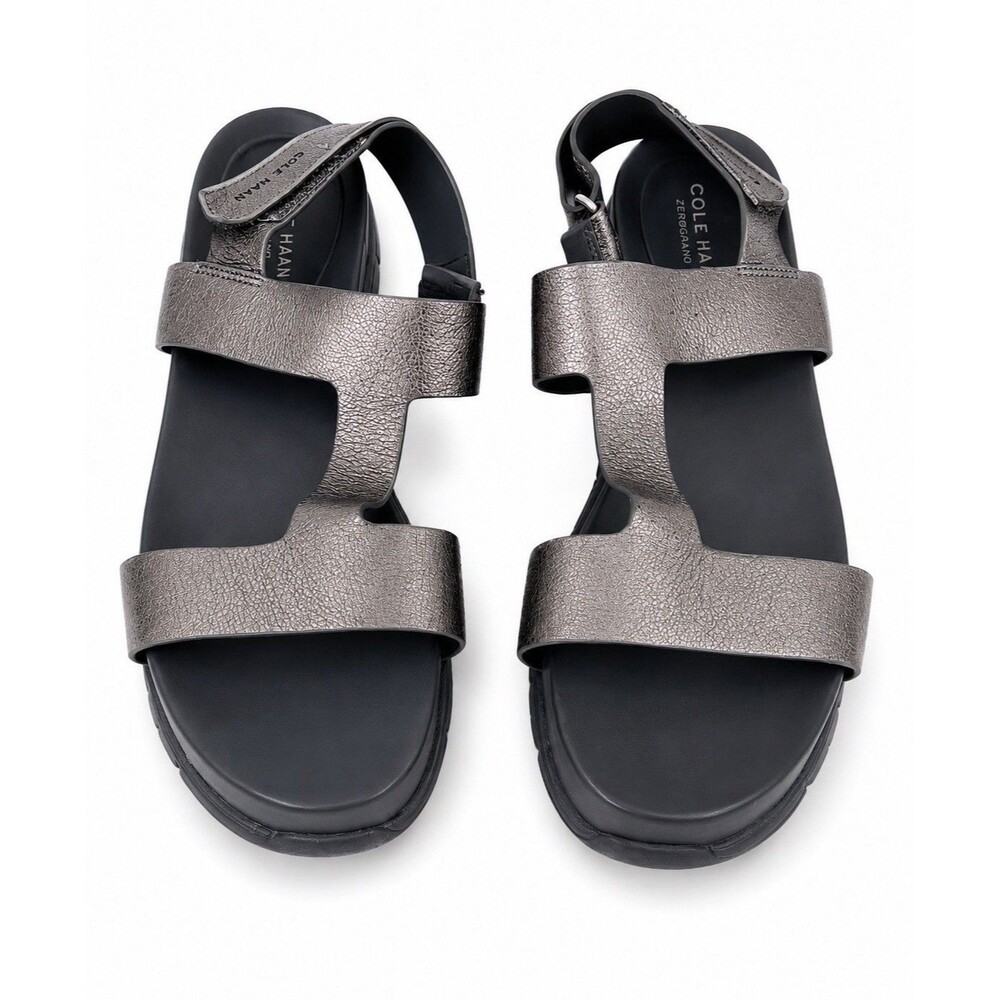 Cole Haan ZeroGrand Wedge Sandals Women's Size 8.5 Metallic Pewter Comfort Sanda
